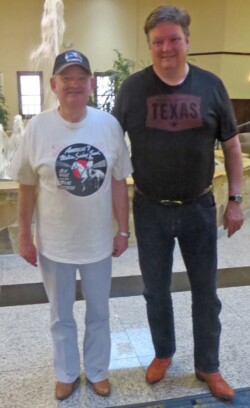 Billy Bowles, left, host of the “Swinging Country” show on KSSL in Lubbock, TX with Rambler Dave at the Academy of Western Artists awards weekend in Fort Worth, TX (2017) Billy-Bowles-Dave-Rowell