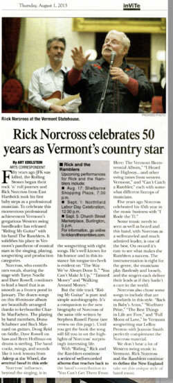 The Barre Times Argus feature story about Rambler Rick’s 50th-anniversary celebration Barre, VT (2013)