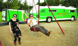 Rambler Songbird Taryn Noelle and Rambler Dave take a break backstage before a show at the Hinesburg Summer Concert Series, Hinesburg, VT (2015) Taryn & Dave Hinesburg