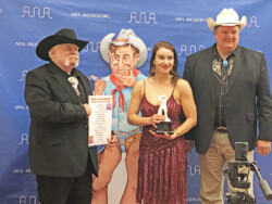 Rambler Rick, Taryn Noelle and Rambler Dave at the Academy of Western Artists with Taryn’s “Western Swing Female Vocalist of The Year” statue, Fort Worth, TX (2019)